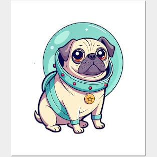 Astronaut Pug Posters and Art